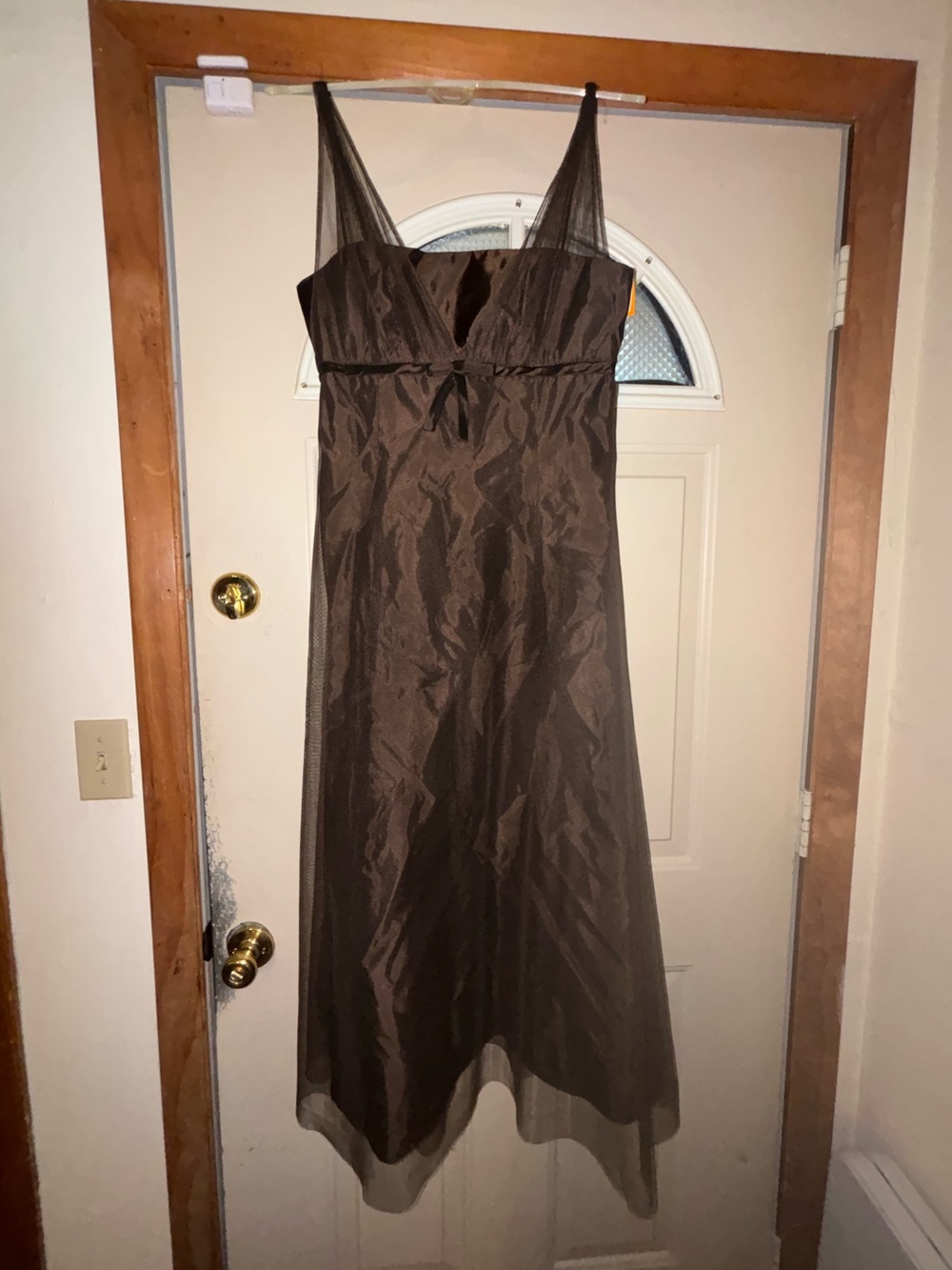 David's Bridal Brown Spaghetti Strap Evening Dress size 6 small